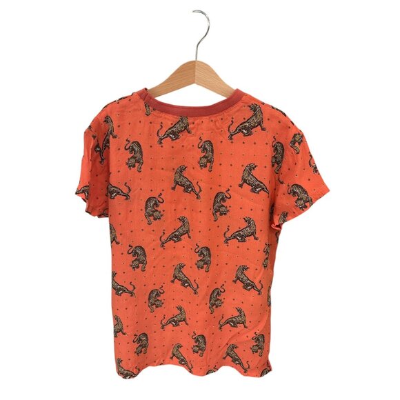 Guess Kids Leopard Print T-Shirt Orange 14Y Viscose & Polyester - Picture 2 of 9